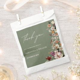 Chic Boho Wildblume Rustic Sage Green Wedding Geschenktütchen