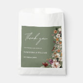 Chic Boho Wildblume Rustic Sage Green Wedding Geschenktütchen (Vorderseite)
