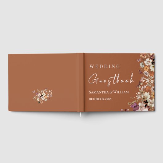 Chic Boho Wildblume Rustic Terracotta Wedding Gästebuch (Voll)