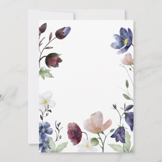 Chic Boho Wildblume Wedding Einladung (Rückseite)