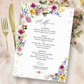 Chic Boho Wildblume Wedding Menu Card Einladung