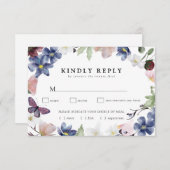 Chic Boho Wildblume Wedding RSVP Card (Vorne/Hinten)
