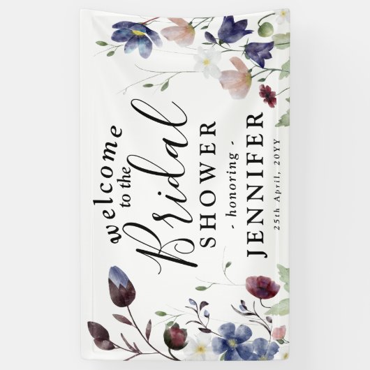 Chic Boho Wildblumen Brautparty Banner (Vertikal)
