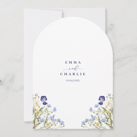 Chic Boho Wildblumen Hochzeit speichern das Datum Einladung (Rückseite)