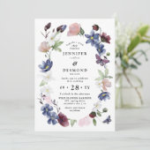 Chic Boho Wildblumen Wedding Einladung (Stehend Vorderseite)