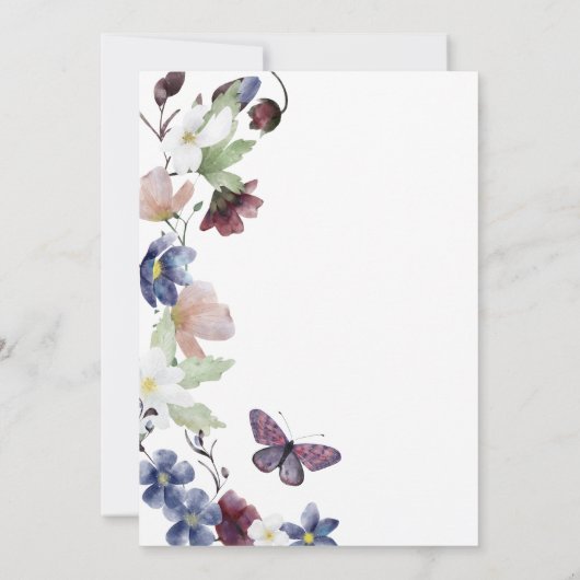 Chic Boho Wildblumen Wedding Einladung (Rückseite)