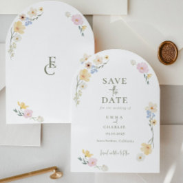  Chic Boho Wildflowers Wedding Save the Date Einladung