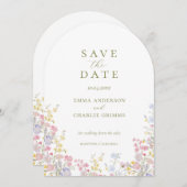 Chic Boho wildflowers Wedding Save the Date Einladung (Vorne/Hinten)