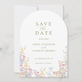 Chic Boho wildflowers Wedding Save the Date Einladung