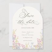 Chic Boho wildflowers Wedding Save the Date Einladung (Vorderseite)