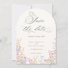 Chic Boho wildflowers Wedding Save the Date Einladung