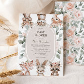 Chic Boho Woodland Animals Baby Dusche Einladung