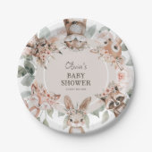 Chic Boho Woodland Animals Baby Dusche Pappteller (Vorderseite)