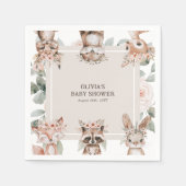 Chic Boho Woodland Animals Baby Dusche Serviette (Vorderseite)