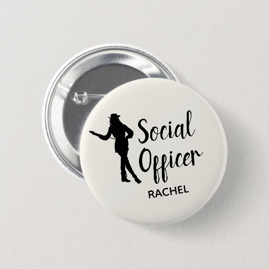 Chic-Bohrgerät-Team-Sozialoffizier personalisiert Button (Vorne & Hinten)