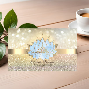 Chic Bokeh Gold,Blauer Lotus Yoga-Lehrer Visitenkarte