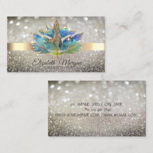 Chic Bokeh Gold, Blue Lotus Yoga Girl Visitenkarte