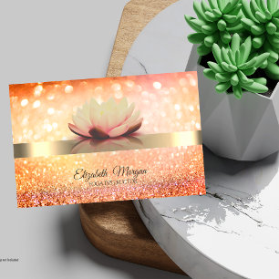 Chic Bokeh Gold, Lotus Blume Yoga Instructor Visitenkarte