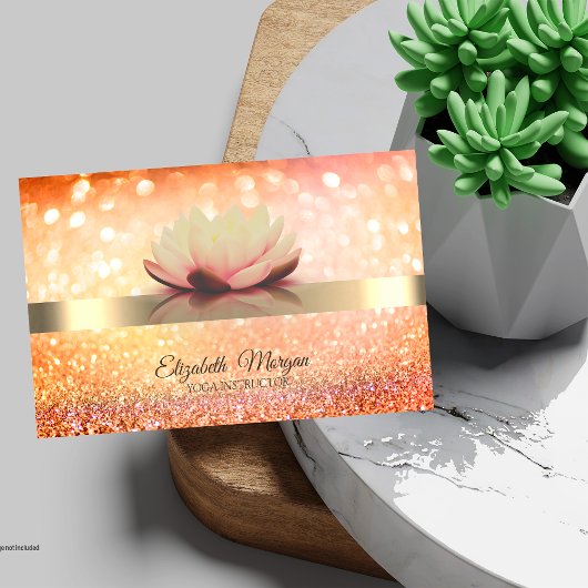Chic Bokeh Gold, Lotus Blume Yoga Instructor Visitenkarte