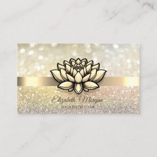 Chic Bokeh Gold, Lotus Yogalehrerin Visitenkarte
