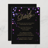 Chic Bokeh Lights Black & Gold Wedding Begleitkarte (Vorne/Hinten)