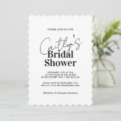 Chic Bold Black and White Bridal Dusche Einladung (Stehend Vorderseite)