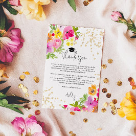 Chic Bold Boho Glitzer Watercolor Abschluss Dankeskarte