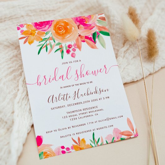 Chic Bold Fall florfarbenes Brautparty Einladung