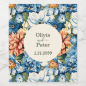 Chic Bold Floral Wedding Weinetikett (Einzelnes Label)