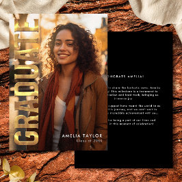 Chic Bold Gold Abschluss Typografy Foto Party Ankündigung