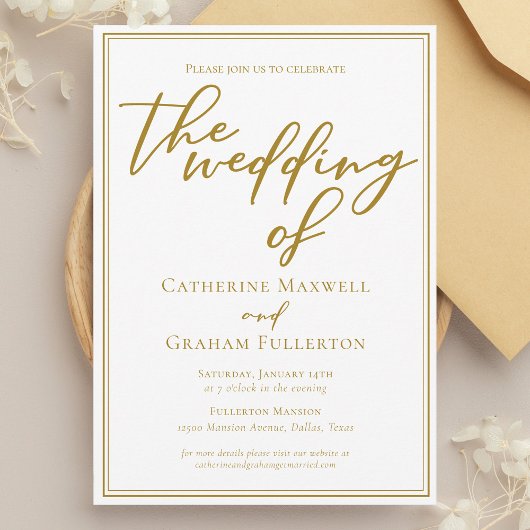 Chic Bold Gold Typografy Minimalistisch Wedding Einladung