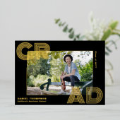 Chic Bold GRAD Foto Foil Graduation Ankündigungen (Stehend vorne)