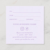 Chic Bold Lilac Lavender Geschenkgutschein Rabattkarte (Rückseite)