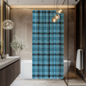 Chic Bold Manly Plaid Shower Curtain Blue Grey Duschvorhang