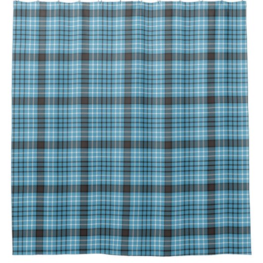 Chic Bold Manly Plaid Shower Curtain Blue Grey Duschvorhang (Vorderseite)