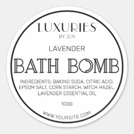 Chic Bold Modern Black and White Bath Bombe Label Runder Aufkleber