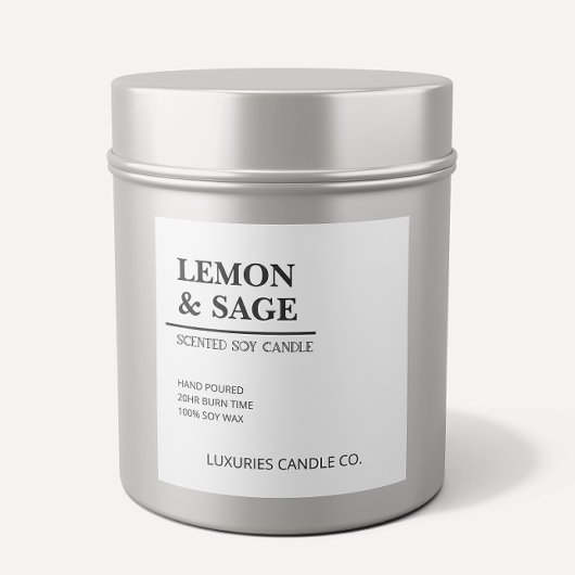 Chic Bold Modern Black and White Soy Candle Label Quadratischer Aufkleber