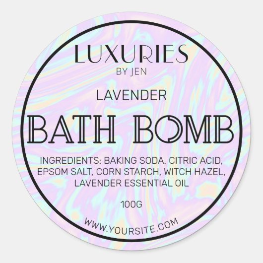 Chic Bold Modern Holographic Bath Bomb Wellness-Ce Runder Aufkleber (Vorderseite)
