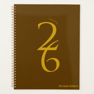 Chic Bold Number Brown Yearly Planner Planer