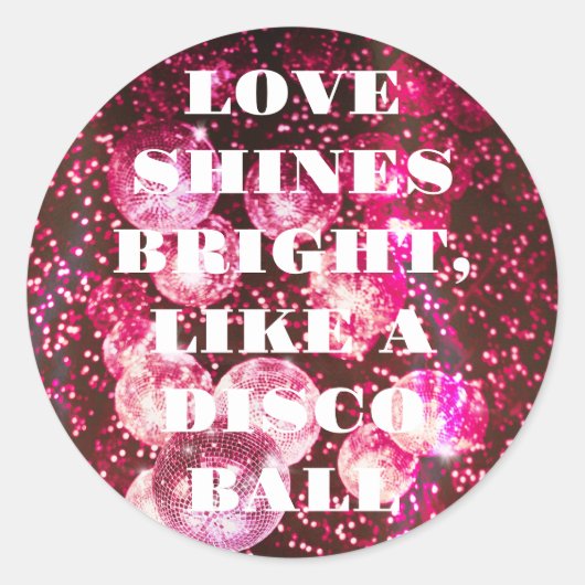 Chic Bold Pink Glitzer Retro Disco Balls Danke Runder Aufkleber (Vorderseite)