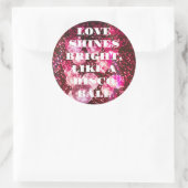 Chic Bold Pink Glitzer Retro Disco Balls Danke Runder Aufkleber (Tasche)