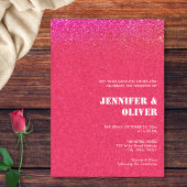 Chic Bold Pink Glitzer Retro Disco Balls Hochzeit Einladung