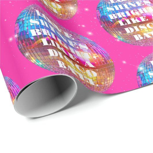 Chic Bold Pink Glitzer Retro Disco Balls Hochzeit Geschenkpapier (Rolleneckpunkt)