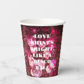 Chic Bold Pink Glitzer Retro Disco Balls Hochzeit Pappbecher (Rückseite)