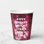 Chic Bold Pink Glitzer Retro Disco Balls Hochzeit Pappbecher (Vorderseite)