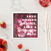 Chic Bold Pink Glitzer Retro Disco Balls Hochzeit Serviette (Beispiel)