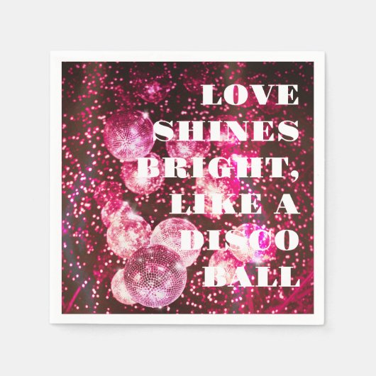 Chic Bold Pink Glitzer Retro Disco Balls Hochzeit Serviette (Vorderseite)