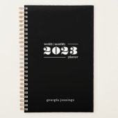 Chic Bold Schwarz-weiße Typografie Wochen Monat Planer (Vorderseite)