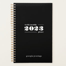 Chic Bold Schwarz-weiße Typografie Wochen Monat Planer