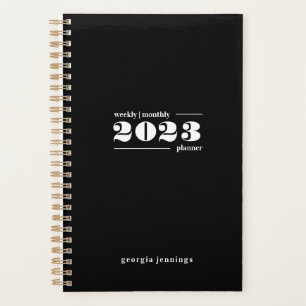 Chic Bold Schwarz-weiße Typografie Wochen Monat Planer